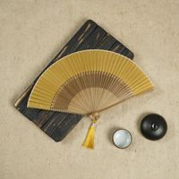 21cm Bamboo Silk Fan Wholesale Women's Archaic Folding Fan Tassel 6-inch Scenic Spot Travel Photo Fan Wholesale sku image 1