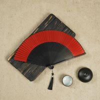 21cm Bamboo Silk Fan Wholesale Women's Archaic Folding Fan Tassel 6-inch Scenic Spot Travel Photo Fan Wholesale sku image 6