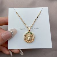 Artistic Portrait Faith Stainless Steel Copper Plating Inlay Zircon Pendant Necklace main image 1