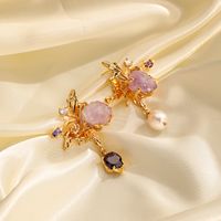 Luxurious Commute Irregular Geometric Natural Stone Freshwater Pearl Copper Plating Inlay Zircon 18k Gold Plated Earrings Necklace main image 4