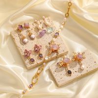 Luxurious Commute Irregular Geometric Natural Stone Freshwater Pearl Copper Plating Inlay Zircon 18k Gold Plated Earrings Necklace main image 1