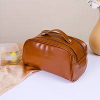 Women's All Seasons Pu Leather Solid Color Elegant Basic Square Zipper Cosmetic Bag sku image 11