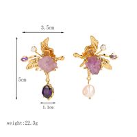 Luxurious Commute Irregular Geometric Natural Stone Freshwater Pearl Copper Plating Inlay Zircon 18k Gold Plated Earrings Necklace sku image 3
