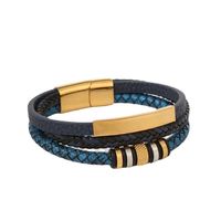 Stainless Steel Pu Leather Casual Hip-Hop Plating Magnetic Braid Stripe Plaid Twist Bracelets Bangle main image 2
