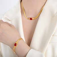 Elegant Luxurious Geometric Titanium Steel Plating 18k Gold Plated Bracelets Necklace main image 2