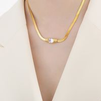 Elegant Luxurious Geometric Titanium Steel Plating 18k Gold Plated Bracelets Necklace sku image 5