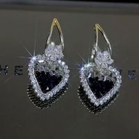 1 Pair Shiny Heart Shape Plating Inlay Alloy Artificial Crystal Earrings main image 5