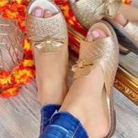 Women's Casual Solid Color Bowknot Sewing Thread Hollow Open Toe Casual Sandals main image 2