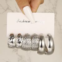 3 Pairs Vintage Style Exaggerated C Shape Round Plating Alloy Gold Plated Silver Plated Hoop Earrings main image 6