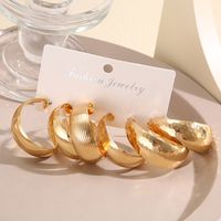 3 Pairs Vintage Style Exaggerated C Shape Round Plating Alloy Gold Plated Silver Plated Hoop Earrings main image 5