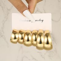 3 Pairs Vintage Style Exaggerated C Shape Round Plating Alloy Gold Plated Silver Plated Hoop Earrings main image 3