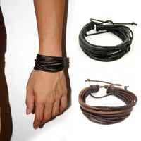 Casual Hip-hop Solid Color Pu Leather Men's Bracelets main image 1