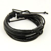 Casual Hip-hop Solid Color Pu Leather Men's Bracelets sku image 1