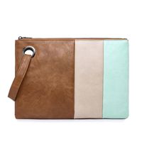 Women's Pu Leather Color Block Vintage Style Square Zipper Handbag sku image 4