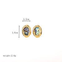 Retro Commute Oval Copper 18k Gold Plated Shell Earrings Necklace In Bulk sku image 1