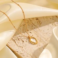 Retro Commute Oval Copper 18k Gold Plated Shell Earrings Necklace In Bulk main image 2