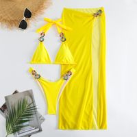 Women's Vacation Sexy Solid Color Net Yarn 3 Piece Set Bikinis main image 2