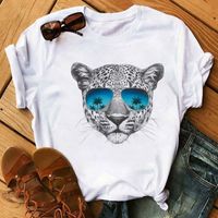 Women's T-shirt Short Sleeve T-shirts Printing Casual Animal Lion Tiger main image 2