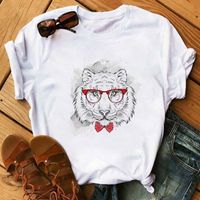 Women's T-shirt Short Sleeve T-shirts Printing Casual Animal Lion Tiger main image 4
