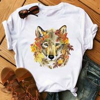 Women's T-shirt Short Sleeve T-shirts Printing Casual Animal Lion Tiger main image 3