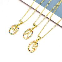 Simple Style Letter Stainless Steel Plating Inlay Zircon Pendant Necklace main image 1