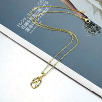 Simple Style Letter Stainless Steel Plating Inlay Zircon Pendant Necklace main image 4