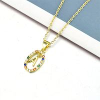 Simple Style Letter Stainless Steel Plating Inlay Zircon Pendant Necklace sku image 1