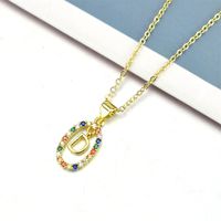 Simple Style Letter Stainless Steel Plating Inlay Zircon Pendant Necklace sku image 4