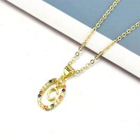 Simple Style Letter Stainless Steel Plating Inlay Zircon Pendant Necklace sku image 3