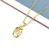 Simple Style Letter Stainless Steel Plating Inlay Zircon Pendant Necklace sku image 2