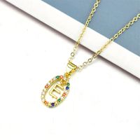 Simple Style Letter Stainless Steel Plating Inlay Zircon Pendant Necklace sku image 5