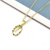 Simple Style Letter Stainless Steel Plating Inlay Zircon Pendant Necklace sku image 9