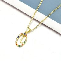 Simple Style Letter Stainless Steel Plating Inlay Zircon Pendant Necklace sku image 12