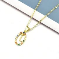 Style Simple Lettre Acier Inoxydable Placage Incruster Zircon Pendentif sku image 12