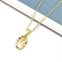 Simple Style Letter Stainless Steel Plating Inlay Zircon Pendant Necklace sku image 13