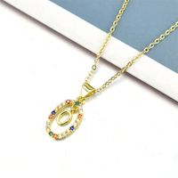 Simple Style Letter Stainless Steel Plating Inlay Zircon Pendant Necklace sku image 14