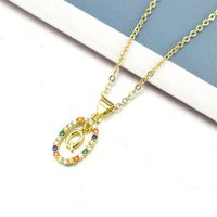 Simple Style Letter Stainless Steel Plating Inlay Zircon Pendant Necklace sku image 16