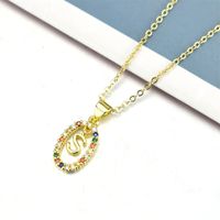 Simple Style Letter Stainless Steel Plating Inlay Zircon Pendant Necklace sku image 18