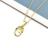 Simple Style Letter Stainless Steel Plating Inlay Zircon Pendant Necklace sku image 20