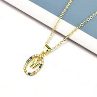 Simple Style Letter Stainless Steel Plating Inlay Zircon Pendant Necklace sku image 22