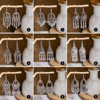 1 Pair Retro Ethnic Style Leaf Water Droplets Tassel Plating Hollow Out Alloy Drop Earrings main image 5