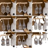 1 Pair Retro Ethnic Style Leaf Water Droplets Tassel Plating Hollow Out Alloy Drop Earrings main image 3