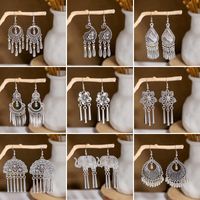 1 Pair Retro Ethnic Style Leaf Water Droplets Tassel Plating Hollow Out Alloy Drop Earrings main image 1