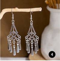 1 Pair Retro Ethnic Style Leaf Water Droplets Tassel Plating Hollow Out Alloy Drop Earrings main image 4