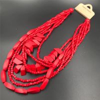 Retro Ethnic Style Colorful Solid Color Wood Beaded Women's Long Necklace sku image 8
