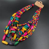 Retro Ethnic Style Colorful Solid Color Wood Beaded Women's Long Necklace sku image 10