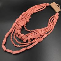 Retro Ethnic Style Colorful Solid Color Wood Beaded Women's Long Necklace sku image 13