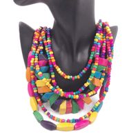 Retro Ethnic Style Colorful Solid Color Wood Beaded Women's Long Necklace main image 2