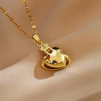 Simple Style Shiny Heart Shape Titanium Steel Copper Plating Inlay Zircon Pendant Necklace main image 3