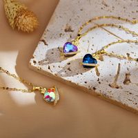 Simple Style Shiny Heart Shape Titanium Steel Copper Plating Inlay Zircon Pendant Necklace main image 2